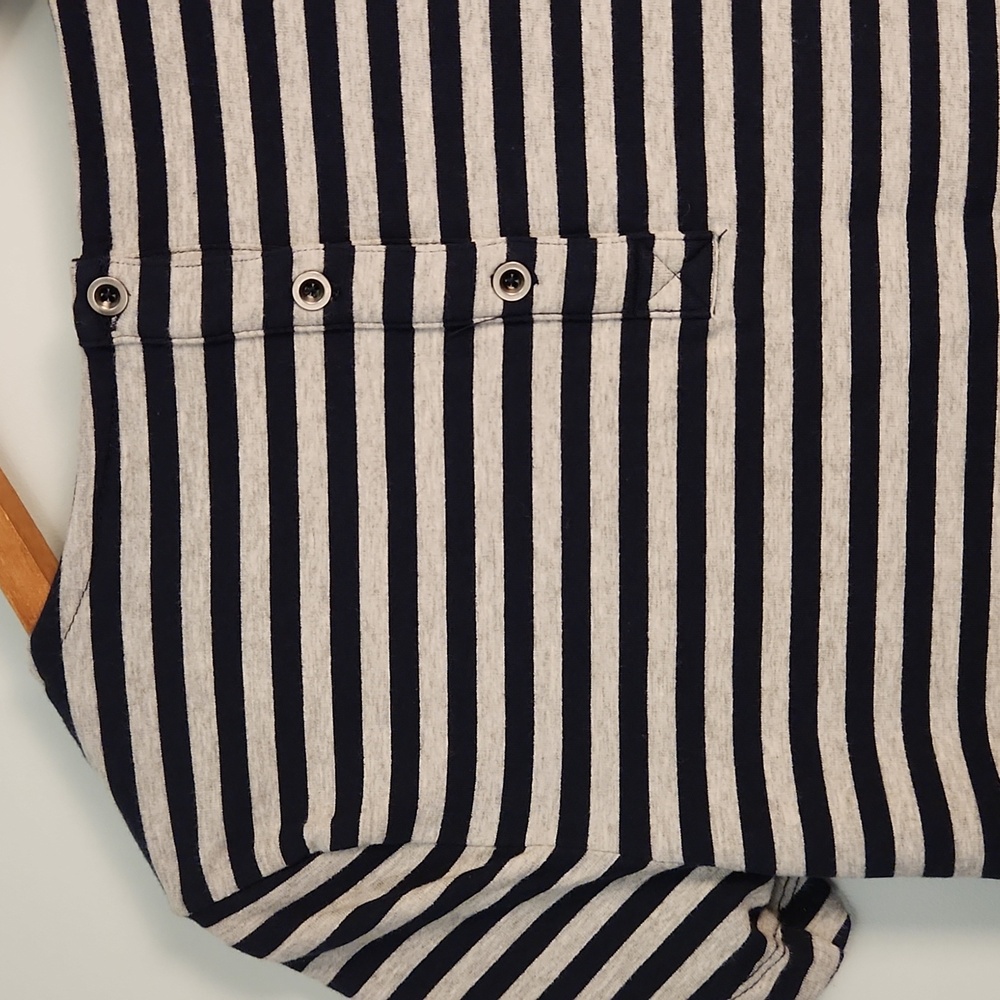 British Khaki Navy & Gray Striped T-Shirt Mini Dress – Size XS - Picture 9 of 11
